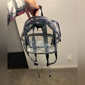PINK Iridescent Clear Backpack